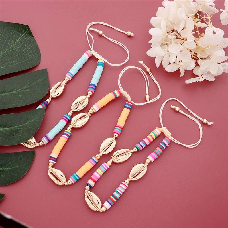 Tobillera de conchas de estilo bohemio hecha a mano, pulsera de tobillo con cuentas ajustables, accesorios de joyería para la playa, 1 unidad