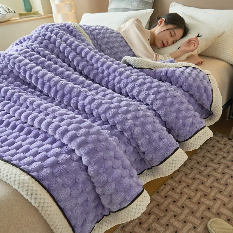 Superzachte geruite deken Warme pluche dekens voor bedden op de slaapbank Gooi deken Kantoor Dutje Trooster Sprei Koningin Quilt: King / Oranje