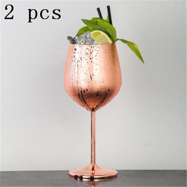 Cocktail De Aço inoxidável Copo De Cerveja Copo de Vinho Criativo Restaurante Bar Taça de Champanhe Ouro Rosa CookingUtensils 500 Ml 1 pc: Rose Gold 2 pcs