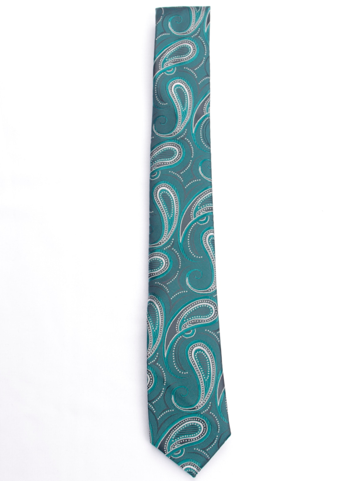 green paisley pattern tie with patterned skinny ti Grandado