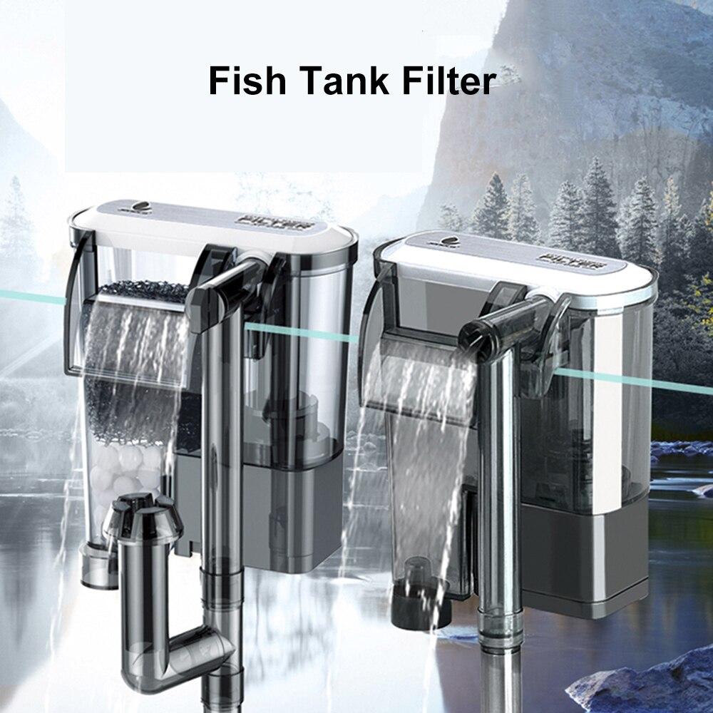 Fish Tank Filter Aquarium External Filter Waterfall Suspension Oxygen Pump Submersible Hanging Fliter