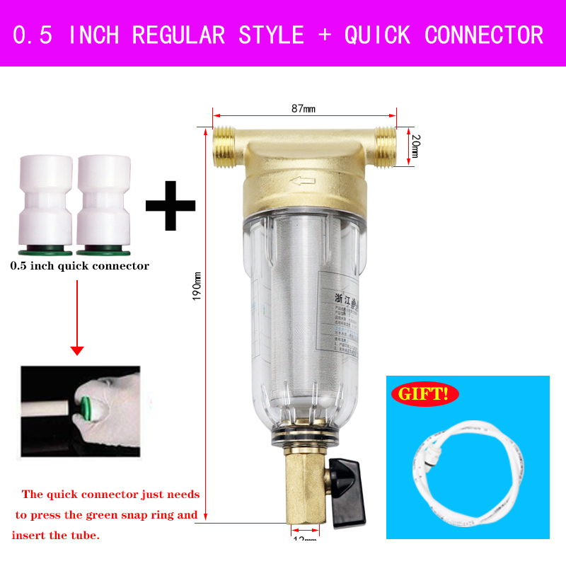 Water Filters Front Purifier Copper Lead Pre-filter Backwash Remove Rust Contaminant Sediment Pipe Stainless Steel Central: 0.5 inch SJT KJ