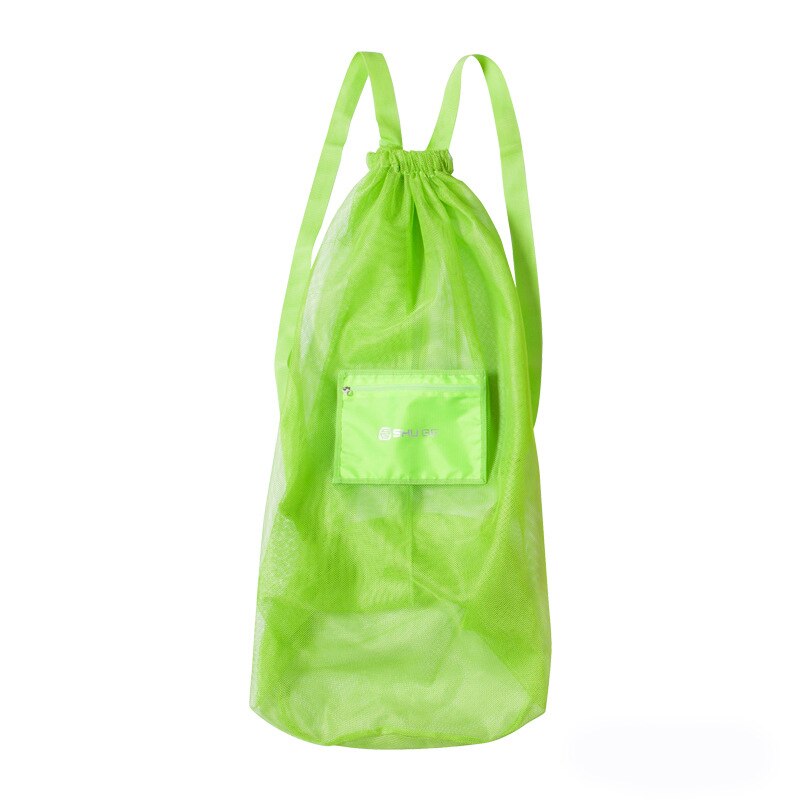 Sports Basketball Backpack Drawstring Mesh Bag Drawstring Pocket Outdoor Training Sport Fitness Storage Bag: Green S