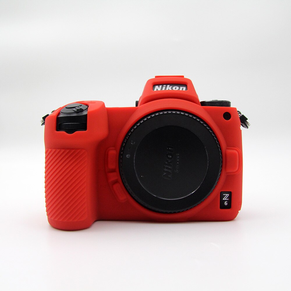 Nice Soft Camera Bag Silicone Case For Nikon Z6 Z7 Tempered glass Rubber Camera case Protective Body: Red A