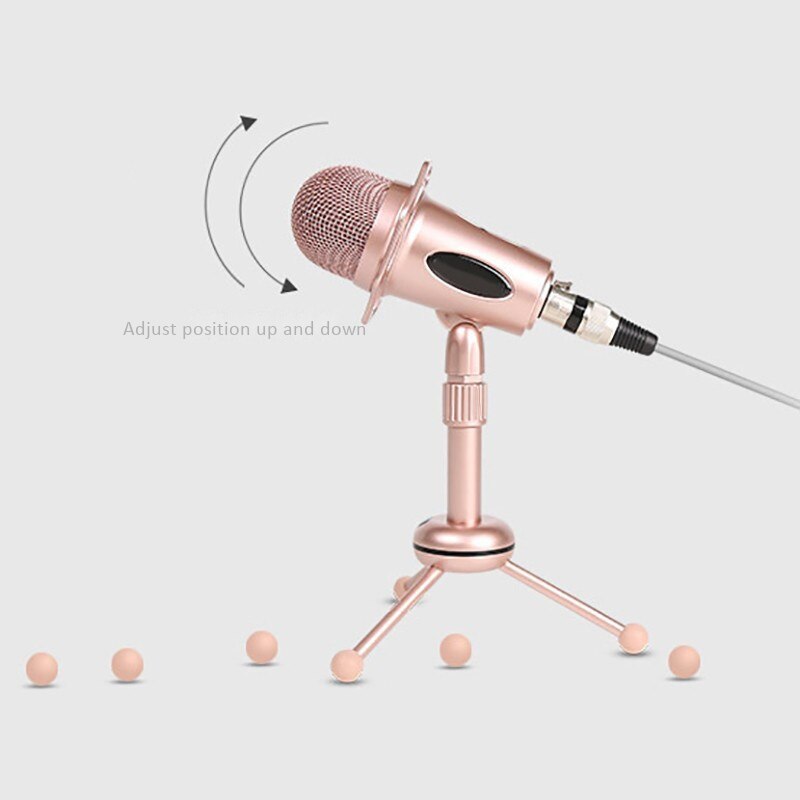 Roze Condensator Microfoon Computer Telefoon Live Microfoon Plug En Play Chat Microfoon Met Telescopische Stand