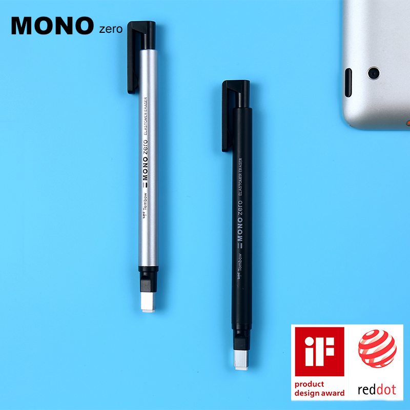 TOMBOW-Goma de lápiz ultrafina MONO Zero, revisión perfecta de Detalles/resaltado para de Manga, borrador de punta redonda/cuadrada