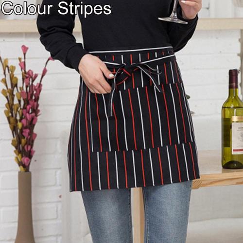 gestreift Plaid halb-Länge Kurze Taille Schürze mit Tasche Gastronomie Koch Kellner Bar: Farbe Streifen