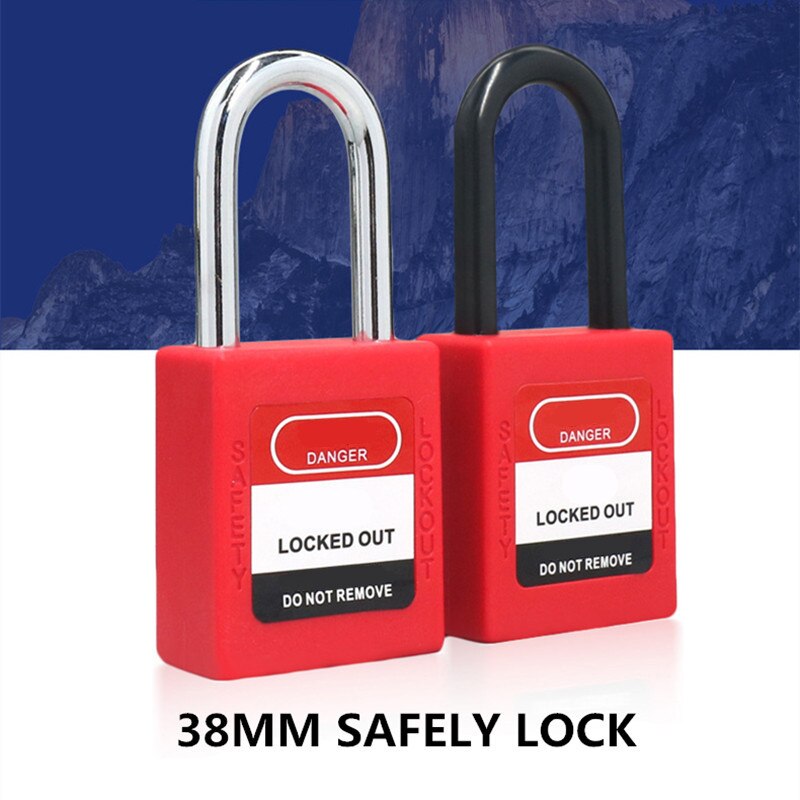 Engineering plastic insulation padlock 38mm beam safety lockout tag lock loto energy isolation lock with 2 unique key