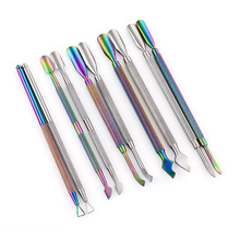Doble cara camaleón Arco Iris cutícula empujador tijeras pinza Picker acero manicura herramienta de Arte de uñas