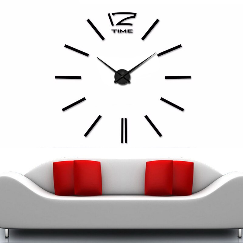 Horloge murale 3D de grande taille, miroir autocollant, décoration de la maison, pour salle de réunion,