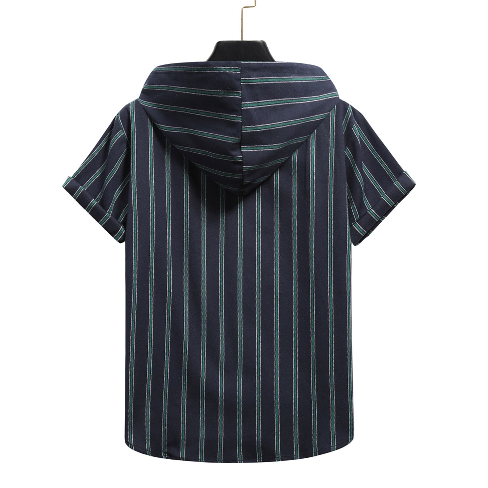Summer Shirt For Men Spring Casual Dress Shirt Clothes Slim Plaid Short Sleeve Shirts Hooded Shirts Top Blouse рубашка мужская