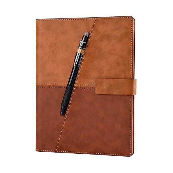 Elfinbook x læder smart genanvendelig sletbar notesbog mikrobølge bølge sky slette notesblok notesblok foret med pen: Brun