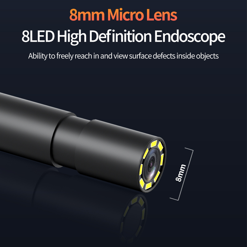 Caméra endoscopique HD 8.0 P, 1080 pouces, IP6, étanche, 4.3mm, 1m/5m/10m/15m/20m/30m/50m, pour l'inspection des canalisations de voiture, 2600mAh