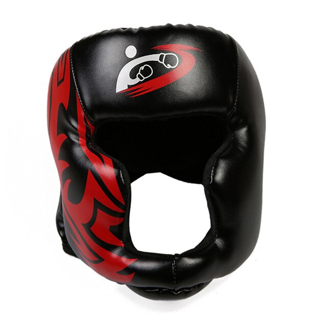 Kickboksning boksningstræning hoved ansigtsbeskyttende hovedbeklædning hovedbeskyttelse ansigt hjelm mma kampsport træning beskyt gear til hoved: Sort