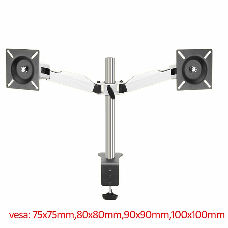 DLM-TS101D white steel 360 rotate full motion 10-27" double arm dual monitor stand computer desk holder PC clamp bracket: DL-TS101D