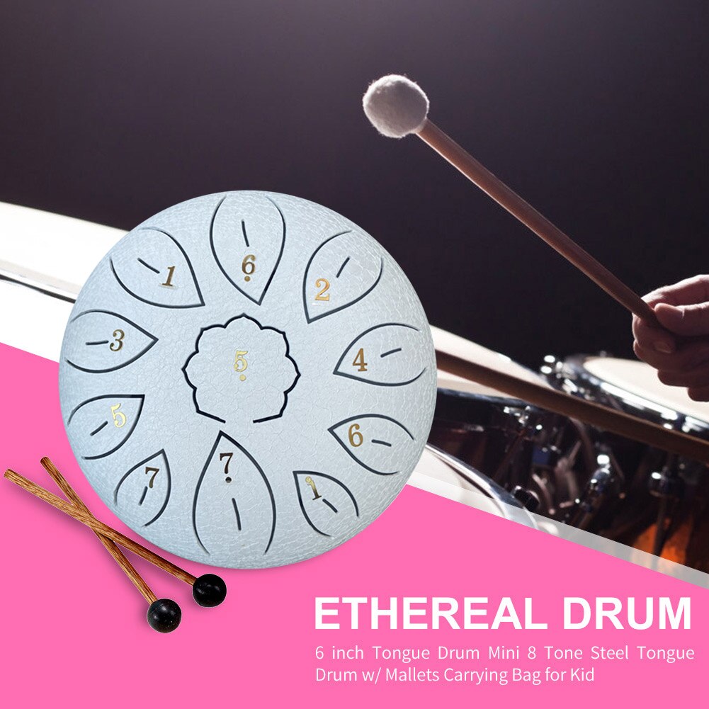 6-Inch 11-Tone Carbon Staal Tong Drum Musical Ethereal Drum Met Draagtas Meditatie Hand Pan Drum voor Beginner Kinderen