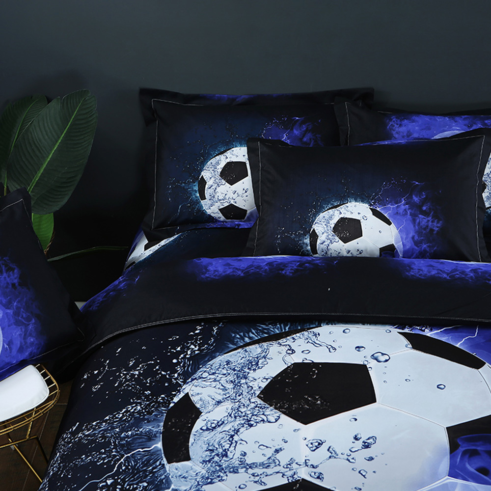 Sábana de fútbol juego de cama impreso Individual Doble hogar funda de almohada textil 3 unids/set fútbol baloncesto edredón juego de sábanas