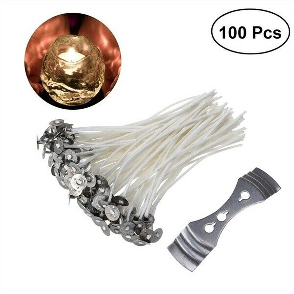 100pc Pre Waxed Candle Wicks 15cm For Candle Making With 1x3-Hole Holder Bracket