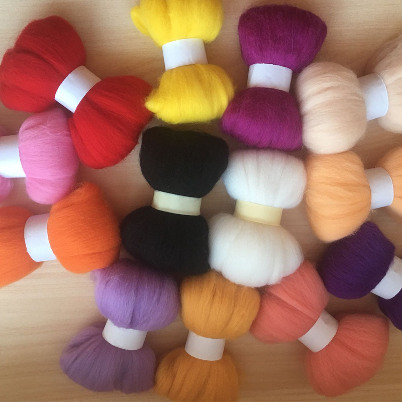 WFPFBEC 70 s wol voor naaldvilten merino vilt fiber wol roving 10g/kleur 13 kleuren totaal 130g wol