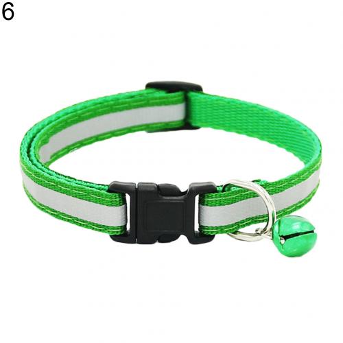 1pc Verstelbare 1.0 Polyester Halsbanden, Reflecterende ketting Huisdier Halsbanden, Veiligheid Bell Kraag, Dierbenodigdheden: green