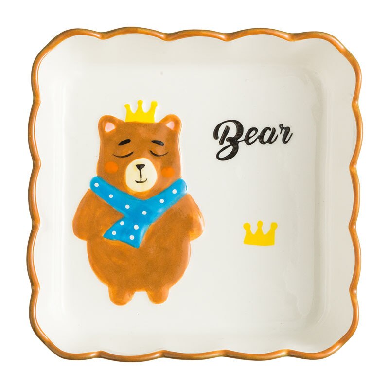 Cartoon style dinner plate barbecue plate salad plate ceramic dinner plate for children