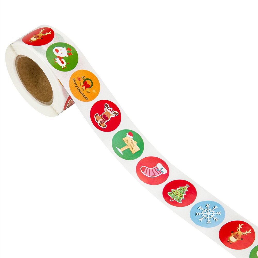 1 rol rond 13 ontwerpen vrolijke kerststickers bedankt stickers sluitlabels voor enveloppen kaarten verpakking scrapbooking: A