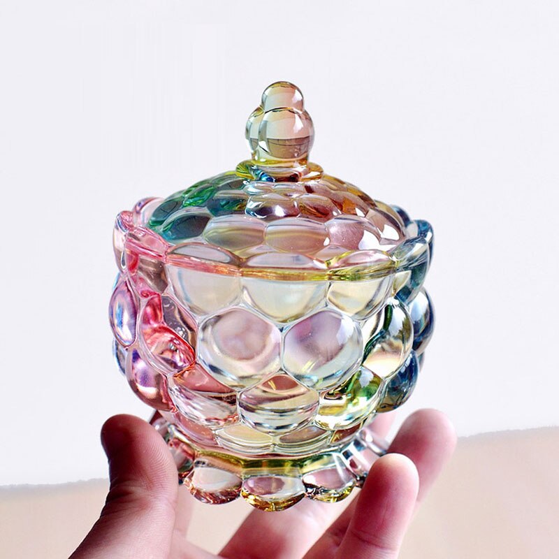 Europese stijl Kleurrijke Glas Snoep tank Kruiden Opbergdoos Suikerpot Glazen Potten En Deksels Opslag Sieraden Doos
