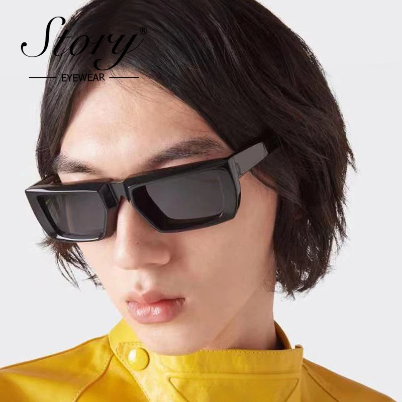 HISTORIA Retro verde rectángulo gafas de sol mujeres hombres Vintage tortuga marco cuadrado gafas de sol UV S2340M