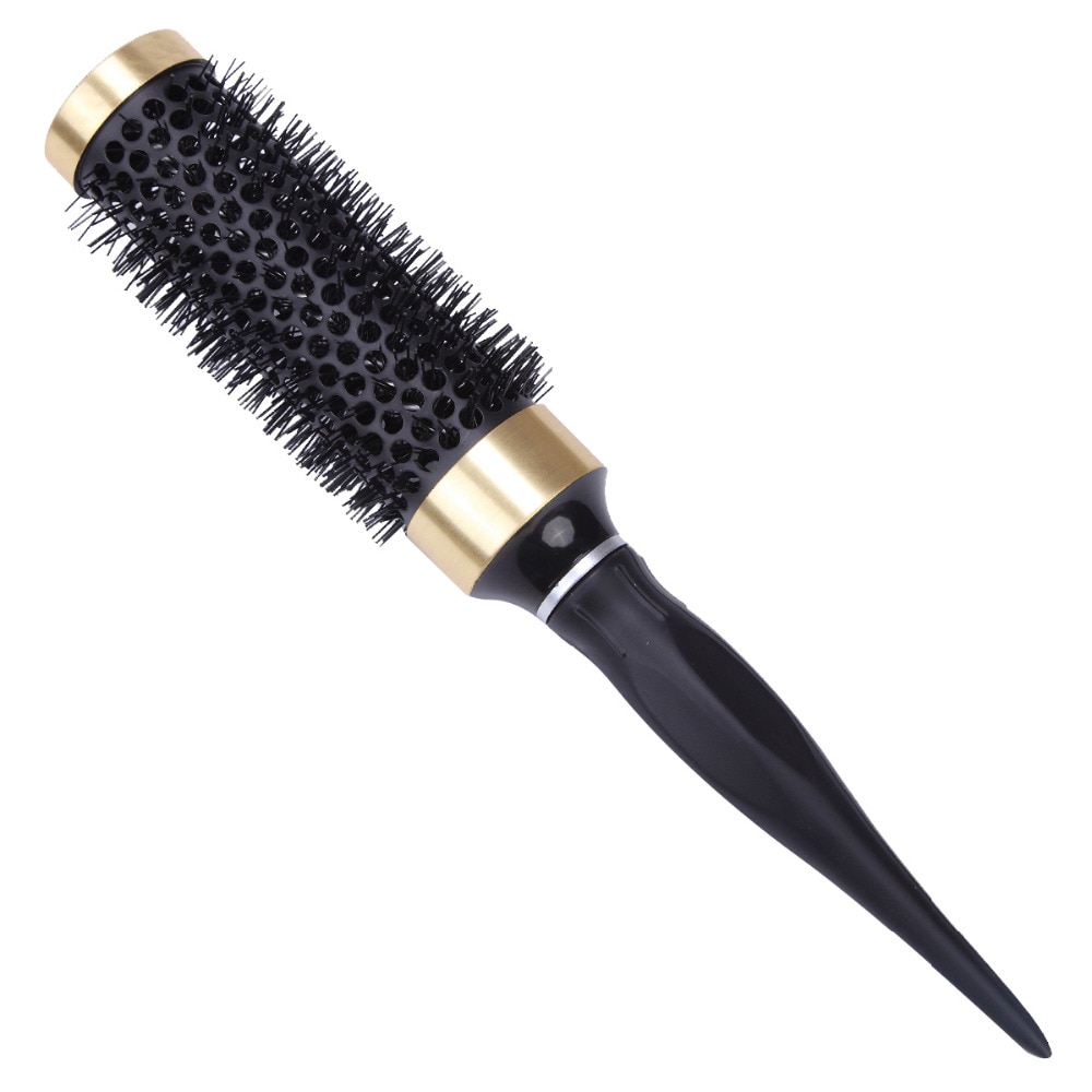 Cepillo de pelo de hierro de cerámica de 5 tamaños, peine de barril redondo antiestático resistente a altas temperaturas, herramienta para rizar y secar el cabello