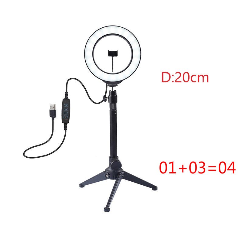 Selfie ledet ringe lampe sirkel ledet lys til sminke online kjendis studio foto video dimbar lampestativ selfie stativ: 04