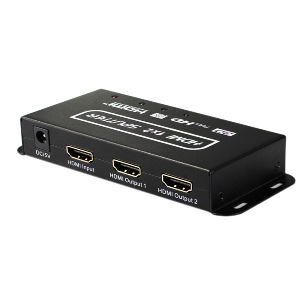 HDMI Splitter With Mounting Bracket 1X2 One In Two In One Out Two 4K HDTV Computer Splitter