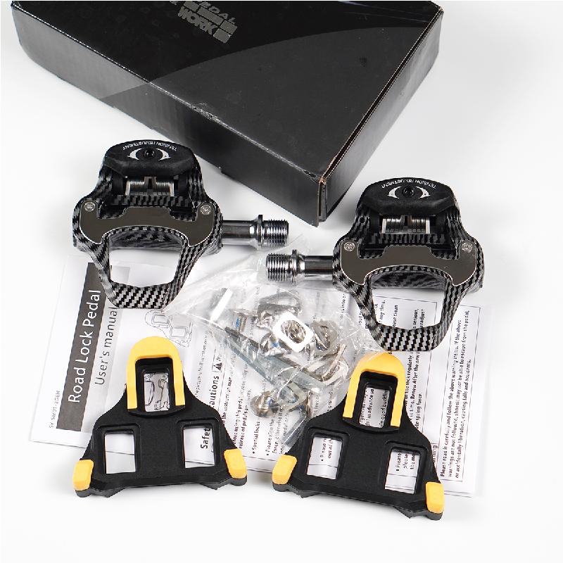 Racefietspedalen van koolstofvezel - Ultralichtgewicht, geschikt voor SHIMANO SPD/LOOK KEO-schoenplaatjes | Hoogwaardige klikpedalen: WIT