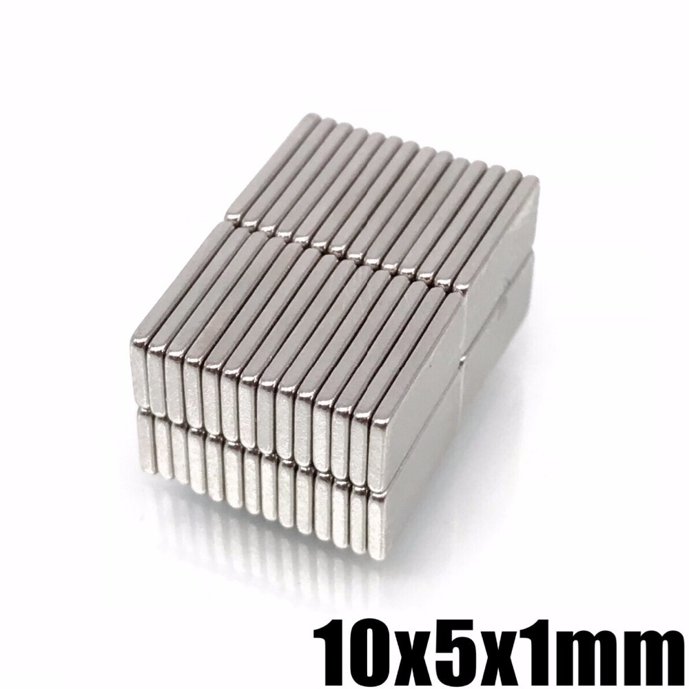 100 stks/partij N35 Rechthoekige magneet f 10x5x1mm Super Sterke Neodymium magneet 10*5 * 1mm NdFeB magneet 10mm x 5mm x 1mm
