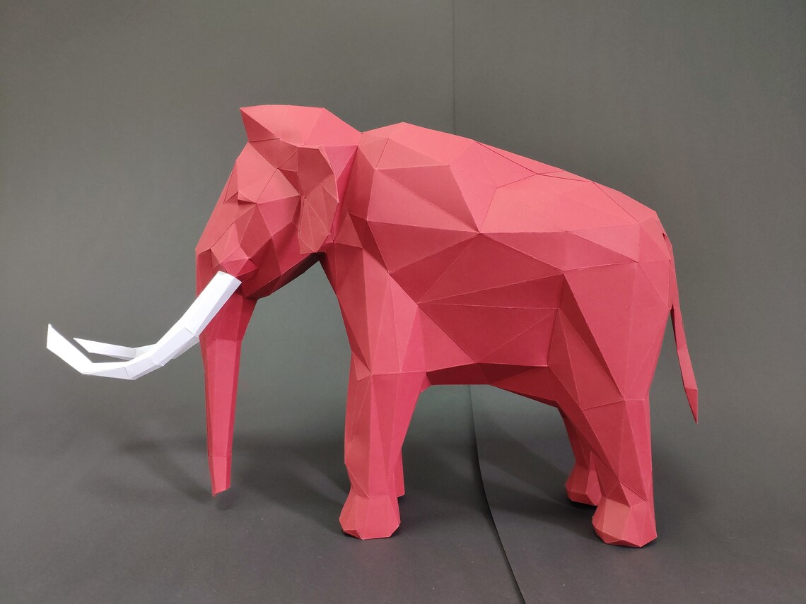 Papercraft-modelo de papel para bricolaje, escultura de papel 3D de elefante polivinílico bajo, de decoración artística para el hogar, juguete para hecho a mano: red
