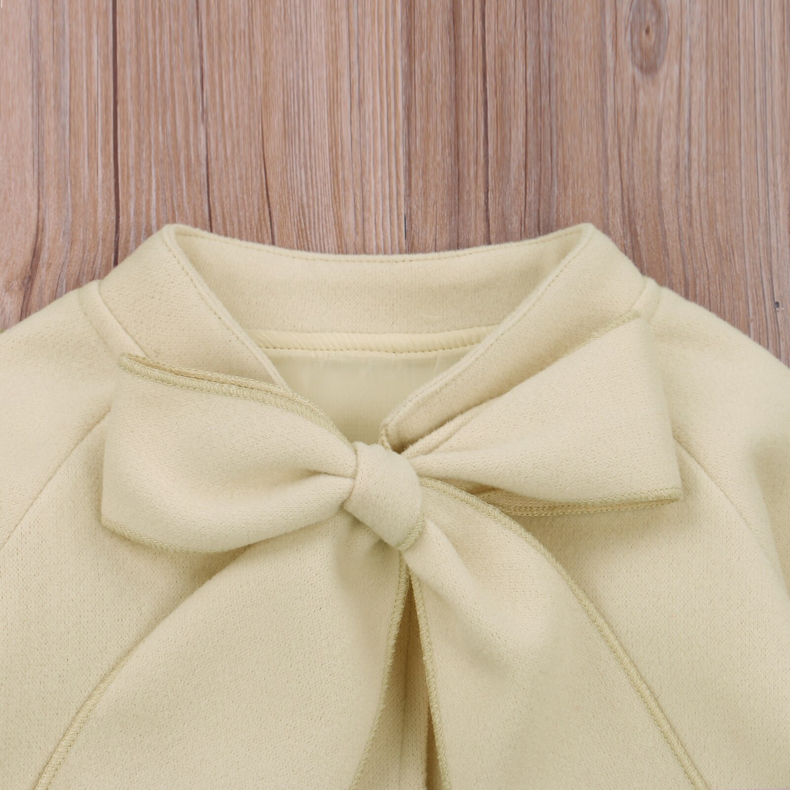 FOCUSNORM Autumn Winter Kids Girls Wool Blends Outfits Solid Bowknot Long Sleeve Single Breasted Coat Outfit 2-8Y