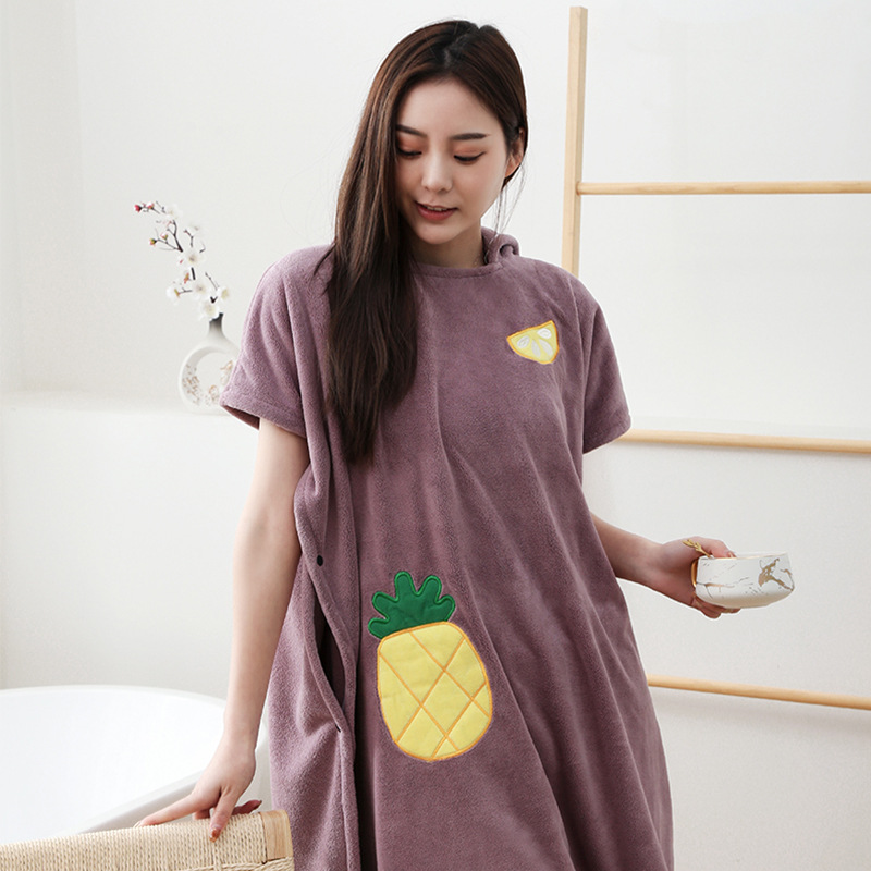 Bata de baño de microfibra para mujer, Toalla de baño suave para adultos, Textiles para el Hogar, baño y Sauna: purple