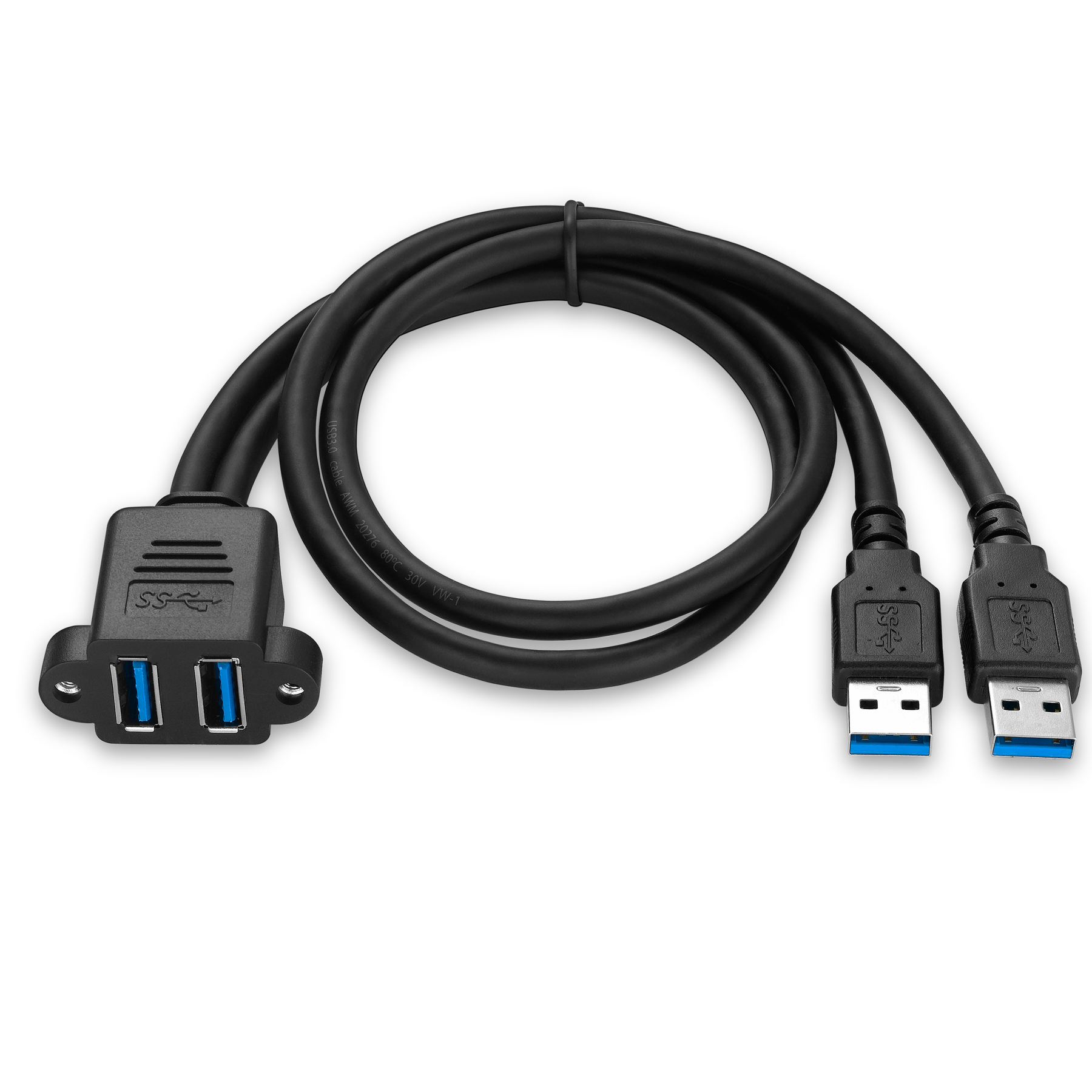 Cavo di prolunga USB 3.0 Bochara doppio USB 3.0 da maschio a femmina intrecciato schermato con montaggio a pannello a vite 50cm