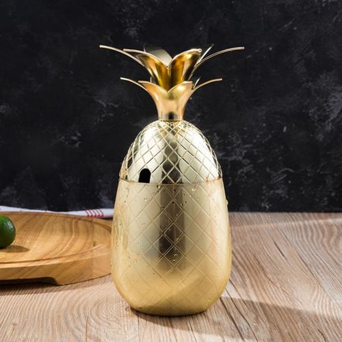 550ml ananas form moscow mula koppar mugg cocktail öl vin kaffe mjölk kopp drinkware rostfritt stål stor kapacitet tumlare: Gul gyllene