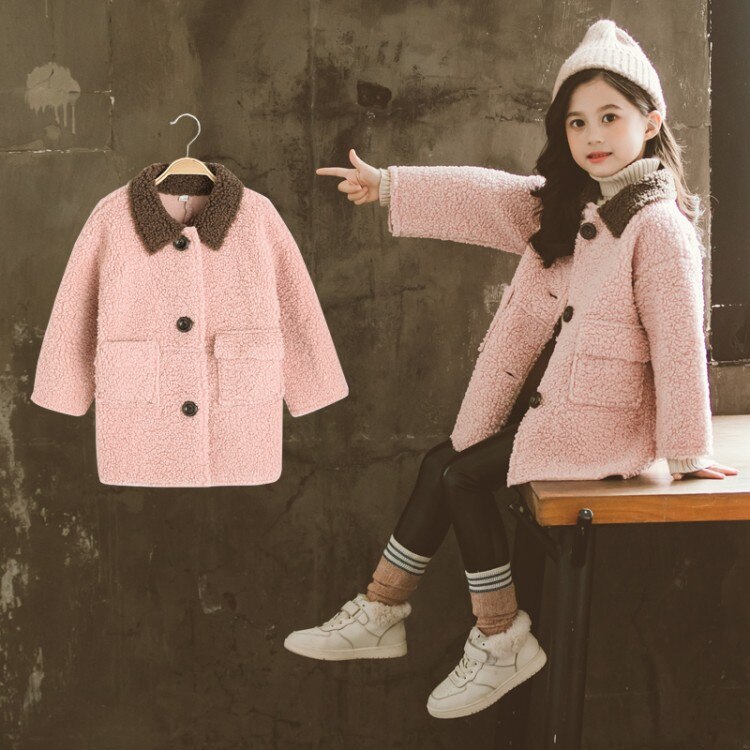 Altay-abrigo grueso de terciopelo para niña, abrigo grueso con cuello vuelto de forro polar, abrigo cálido y amigable con la piel, novedad de , Otoño/Invierno: Pink / 110cm