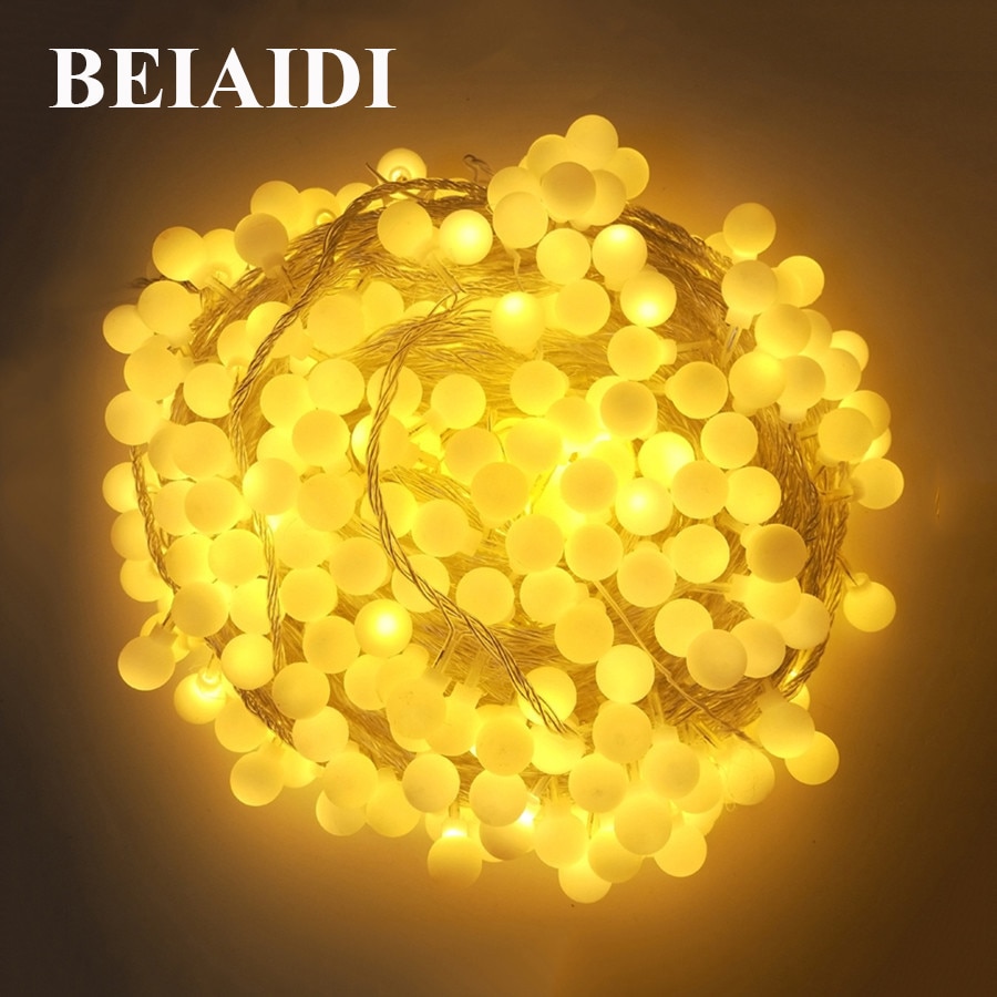 Beiaidi 10m 20m 30m 50m led kirsebærball fe string lys utendørs stjernekule jule bryllupsfest uteplass fe krans