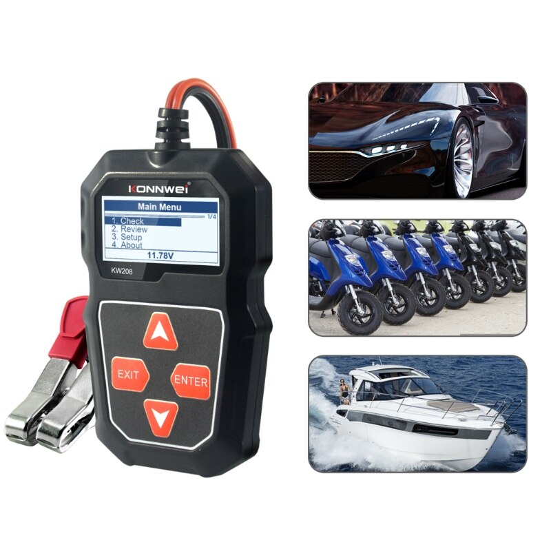 KW208 Car Battery Tester Charger Analyzer 12V 100-2000CCA Charging System Test Automotive Battery Capacity Tester