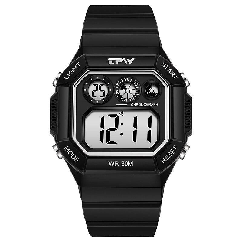 Te Lezen Grote Cijfers Cool Horloges 44Mm Wijzerplaat 30M Water Weerstaan Led Back Light: Silver