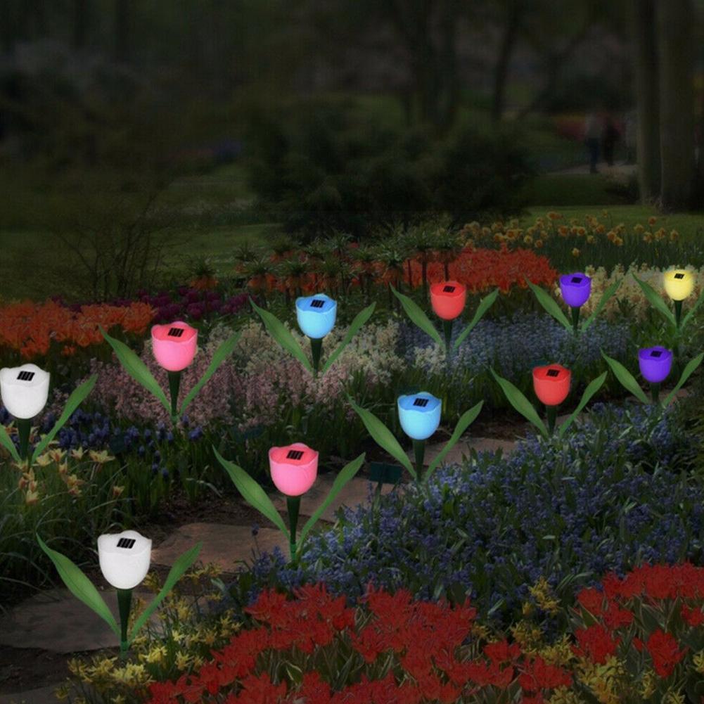 LED Solar- Simulation Tulpe Blumen- Licht Hause Dekorative Garten Rasen Blume Dekor Tulpe Landschaft Wasserdichte Lampe Leuchtet Lig G9t1