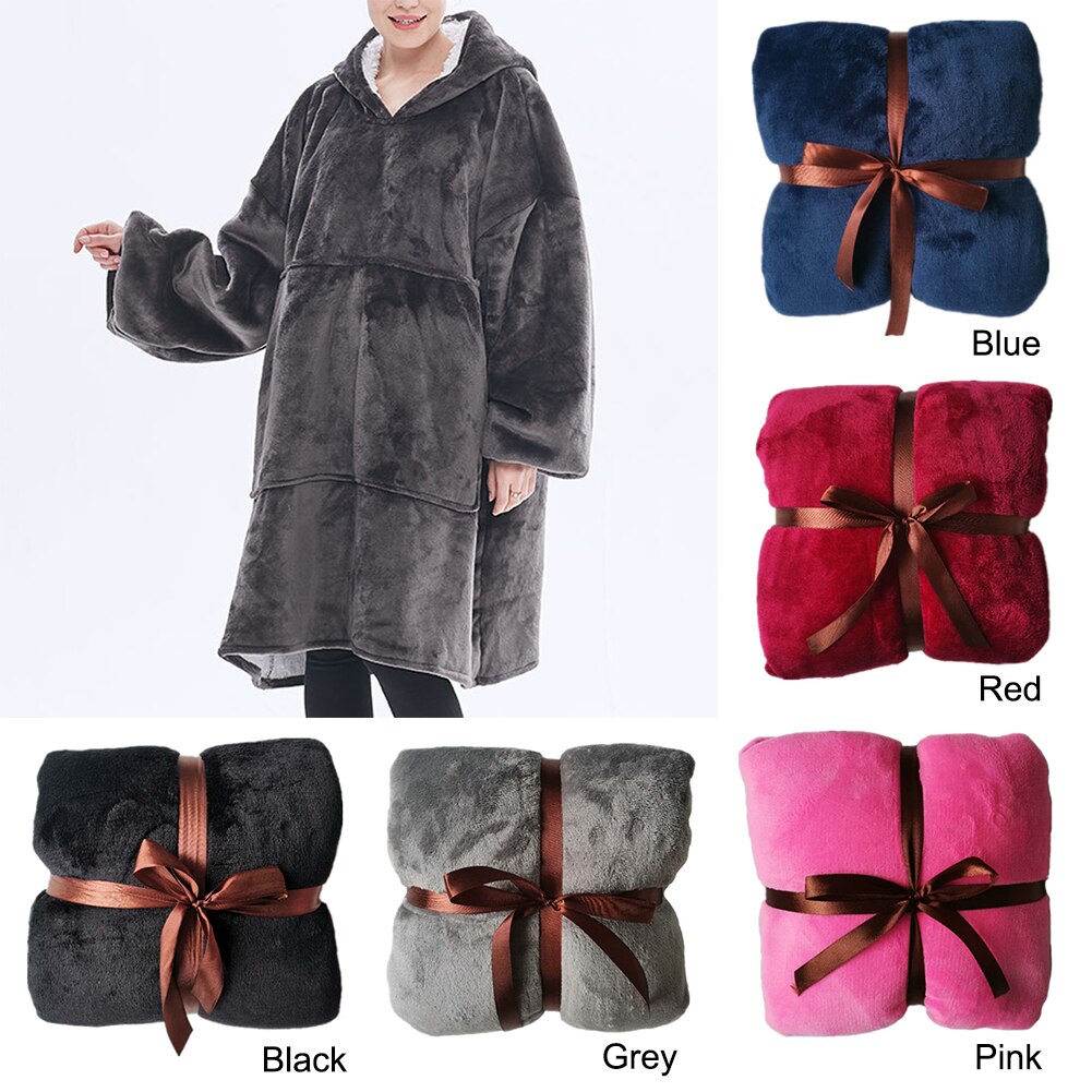 Zima Sherpa koc ciepły 1 pc miękki pled koc szata polarny poręczny z kapturem produkty gospodarstwa domowego ponadgabarytowe ciepłe bluzy