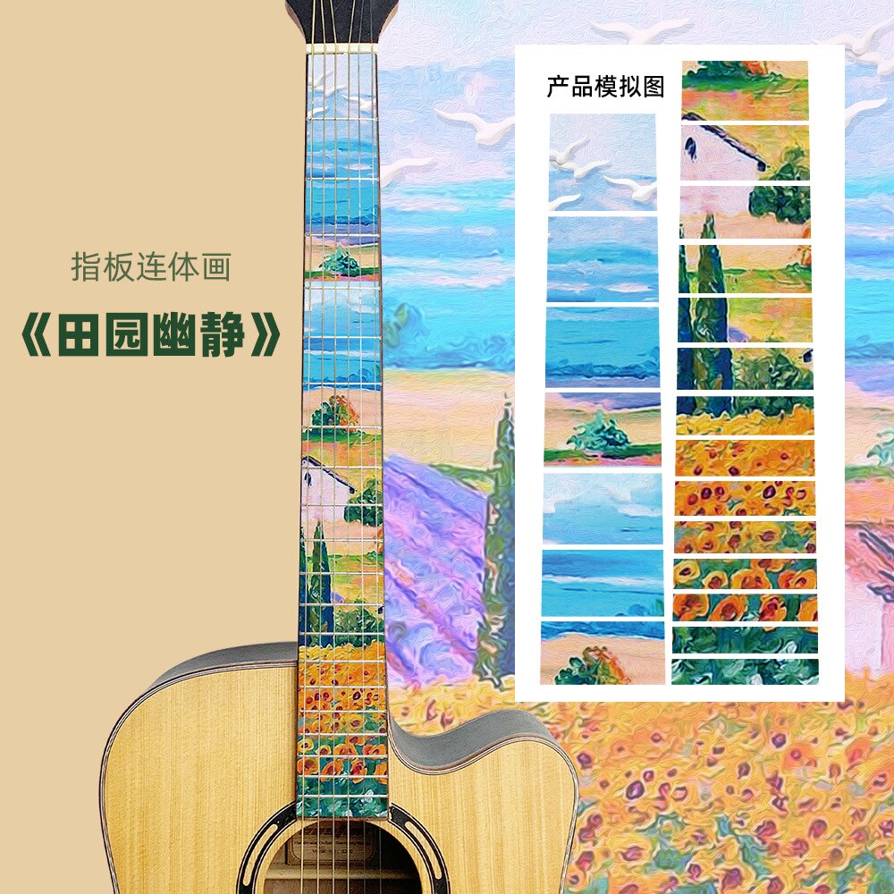 Gitaar fretboard stickers inlay glitter sticker gitaarhals kop guitarra bas ukelele dunne sticker guitarra accessoires: Stijl 3