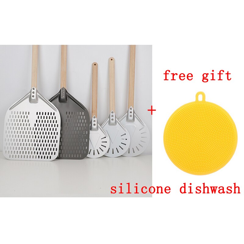 Pelle à Pizza 7/8/9 pouces, outils de cuisine Portable en aluminium, poignée en bois, poinçon de four transfert Anode péridurale poêle ronde antiadhésive