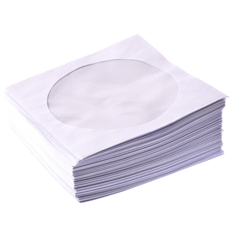 100 Paper CD Sleeves with Window &amp; Flap