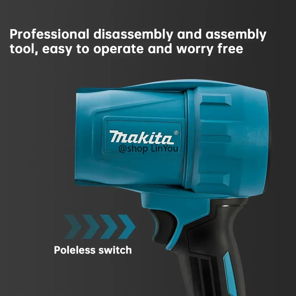 Makita 30000 rpm krachtige turboblazer, 18v luchtblazer met turbomotor, oplaadbaar, inclusief lichtgewicht autoreinigingsgereedschap.