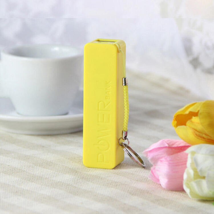 DIY USB zewnętrzny Powerbank Obudowa przenośny 2600mAh opakowanie 18650 ładowarka bez baterii Powerbank z breloczkiem: żółty