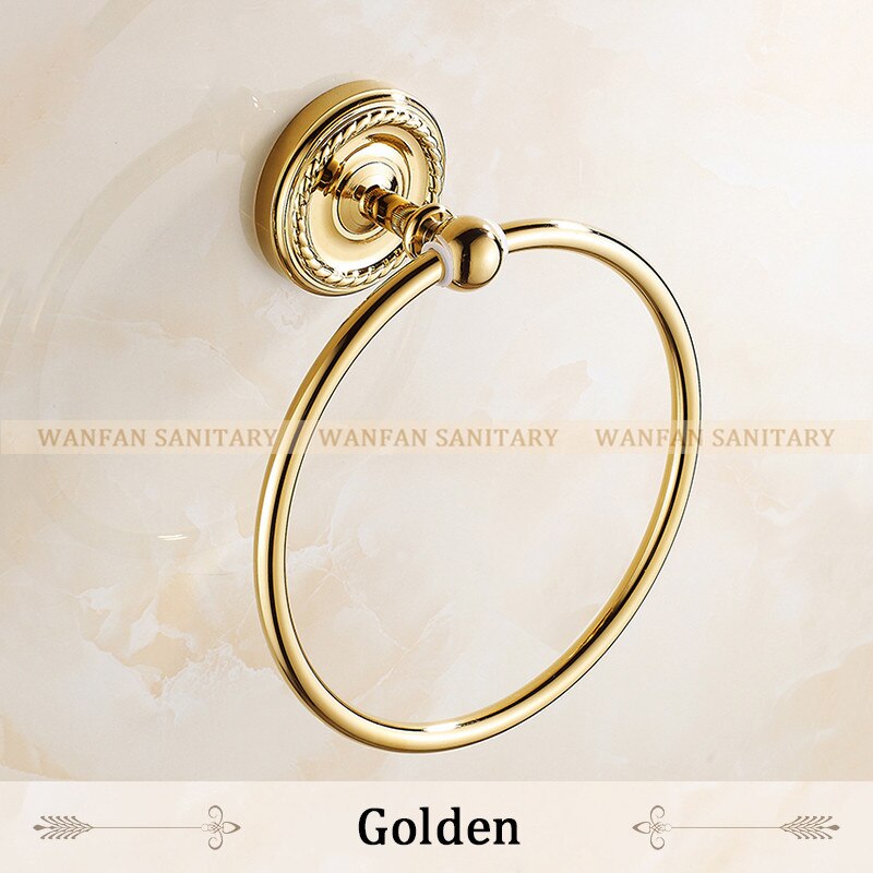 Pierścienie ręcznikowe antyczny mosiądz uchwyt montowany na ścianie uchwyt na ręczniki półka robić wanny wieszaki na ręczniki przechowywanie akcesoria łazienkowe wieszak na ręczniki HJ-1307: Godlen